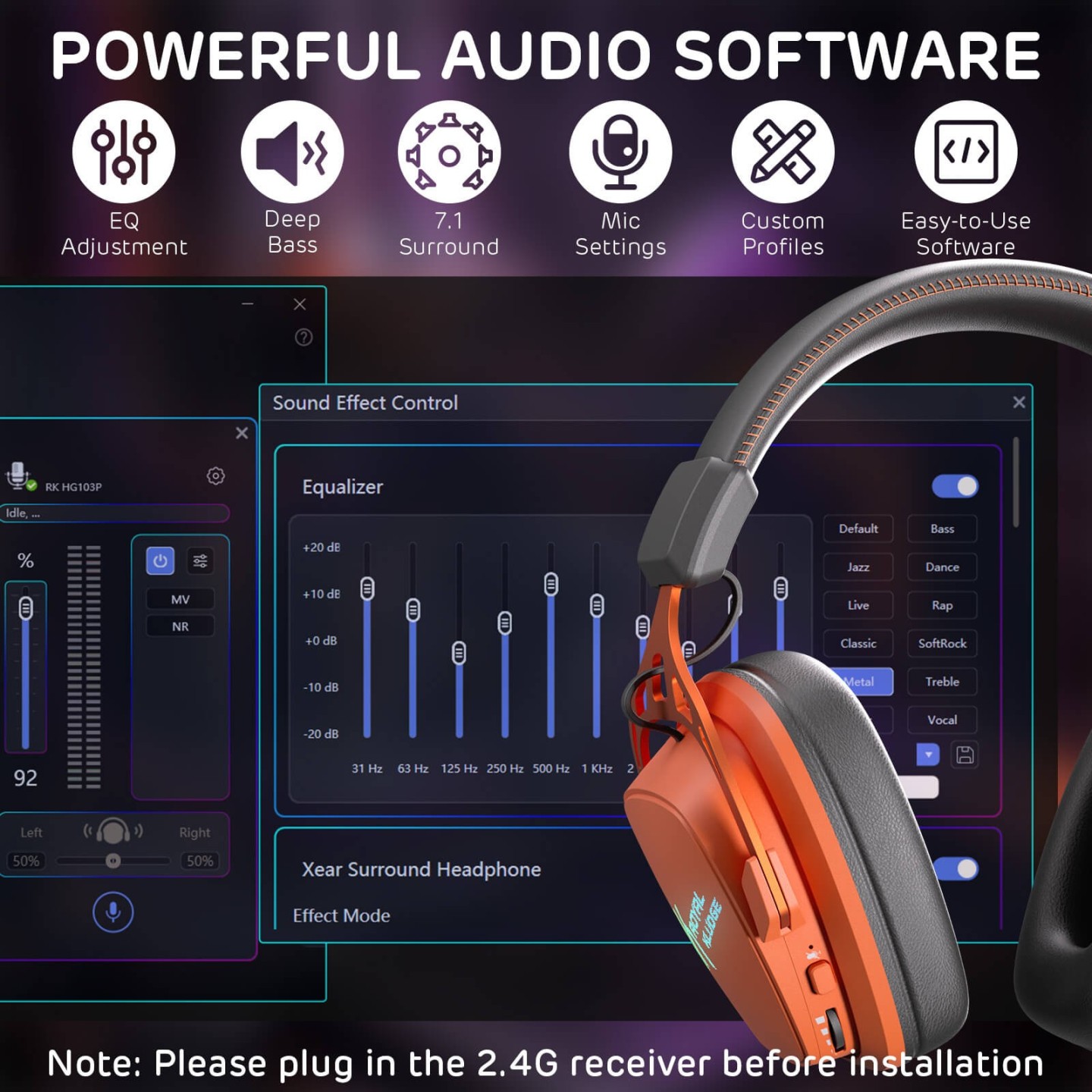 Royal Kludge HG103 PRO – casque gaming sans fil RGB
