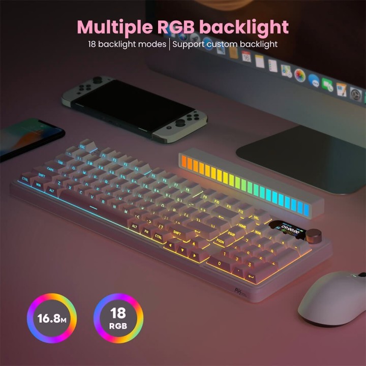 Royal Kludge S98 Pink Edition – clavier mécanique sans fil 96 % tri-mode