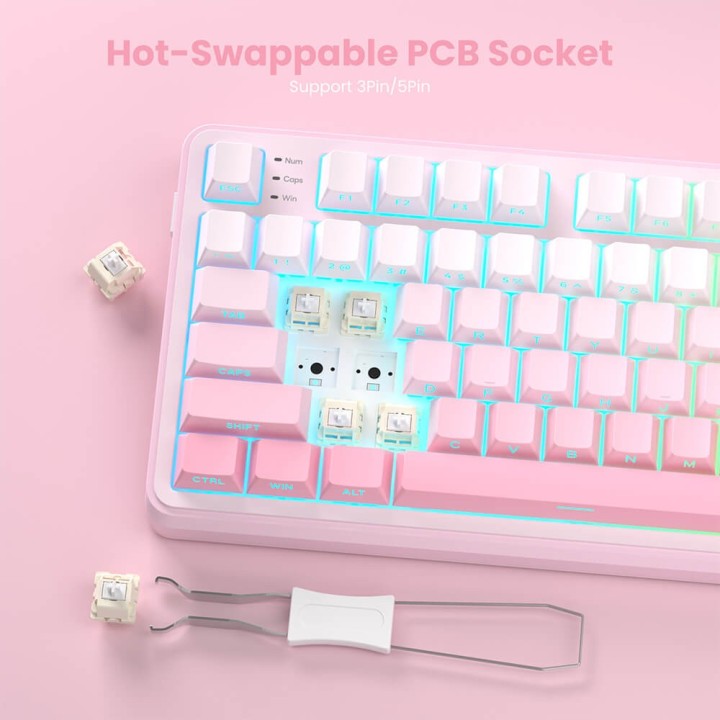 Royal Kludge S98 Pink Edition – clavier mécanique sans fil 96 % tri-mode
