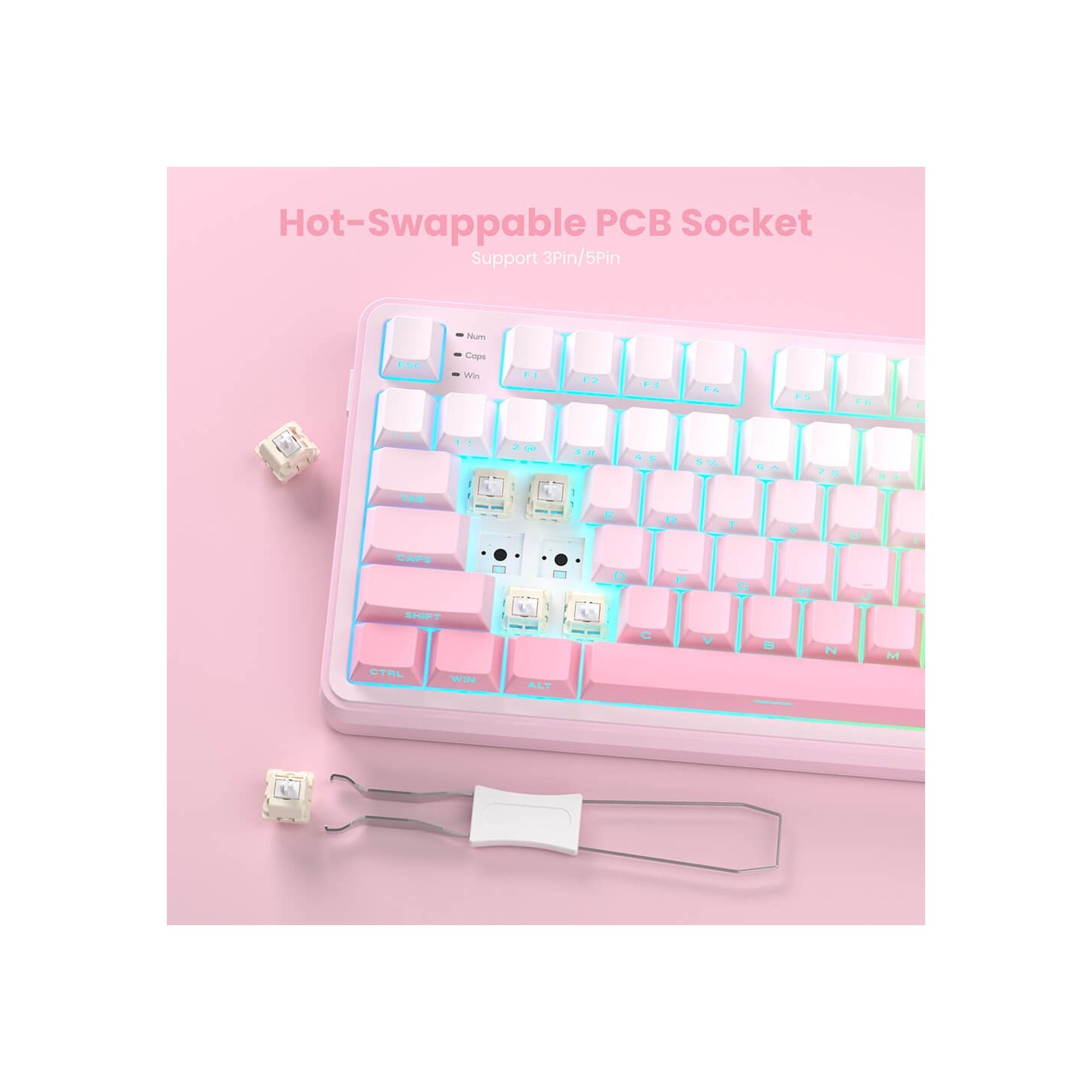 Royal Kludge S98 Pink Edition – clavier mécanique sans fil 96 % tri-mode