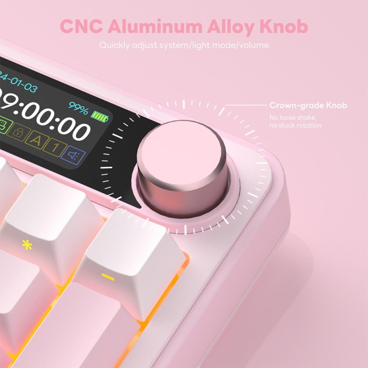 Royal Kludge S98 Pink Edition – clavier mécanique sans fil 96 % tri-mode