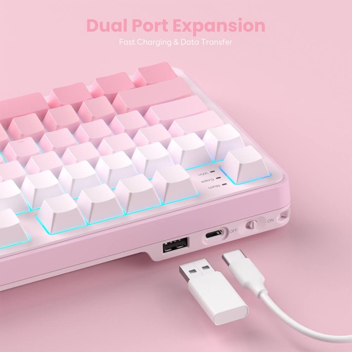 Royal Kludge S98 Pink Edition – clavier mécanique sans fil 96 % tri-mode