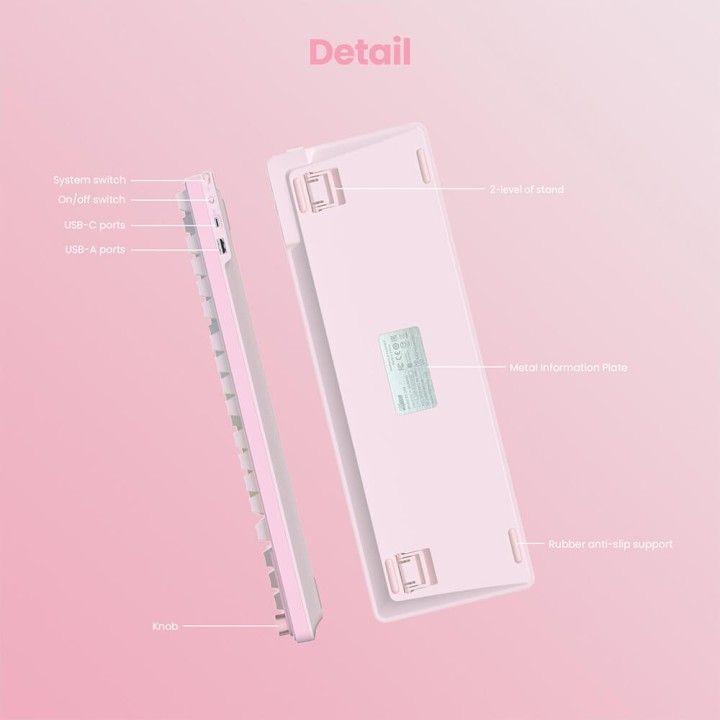 Royal Kludge S98 Pink Edition – clavier mécanique sans fil 96 % tri-mode