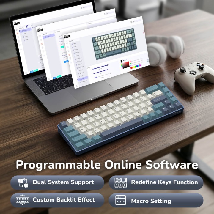 Royal Kludge RK68 – Clavier mécanique sans fil 65 %, édition Color-Block