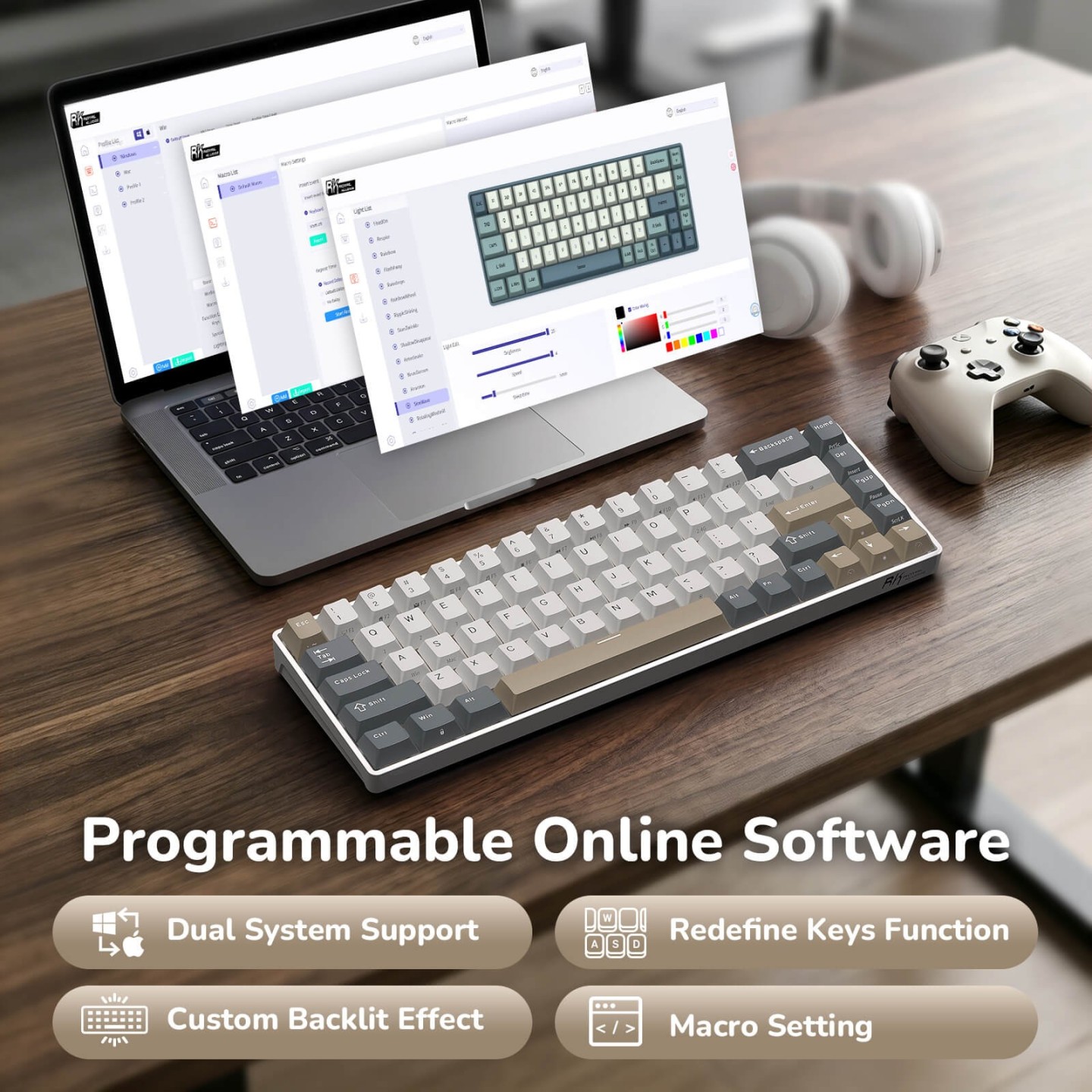 Royal Kludge RK68 – Clavier mécanique sans fil 65 %, édition Color-Block