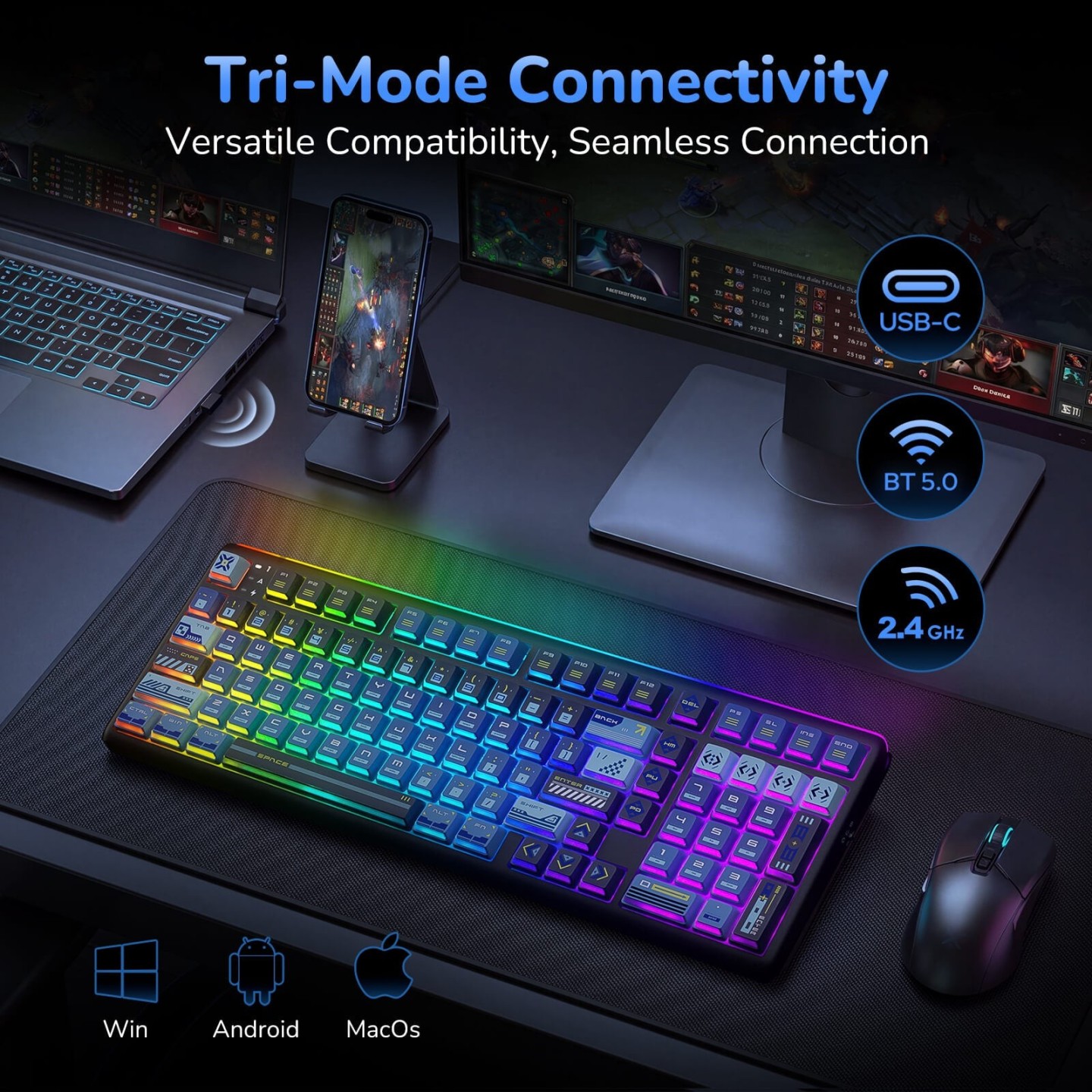 Royal Kludge R99 – Clavier mécanique gaming sans fil full size RGB