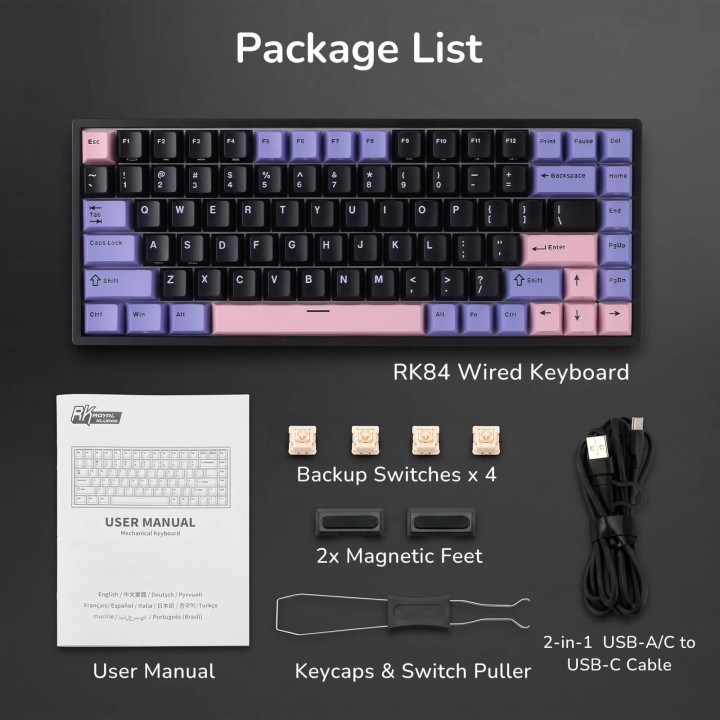 Royal Kludge RK84 – Clavier mécanique gaming 75 % RGB, édition limitée