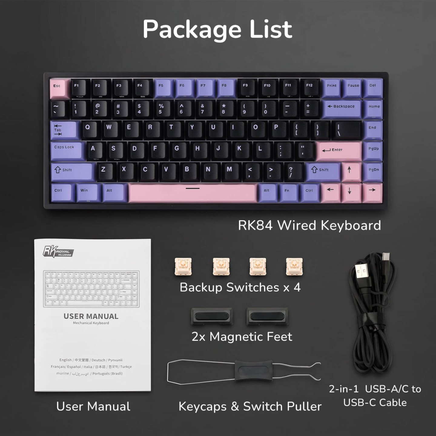 Royal Kludge RK84 – Clavier mécanique gaming 75 % RGB, édition limitée