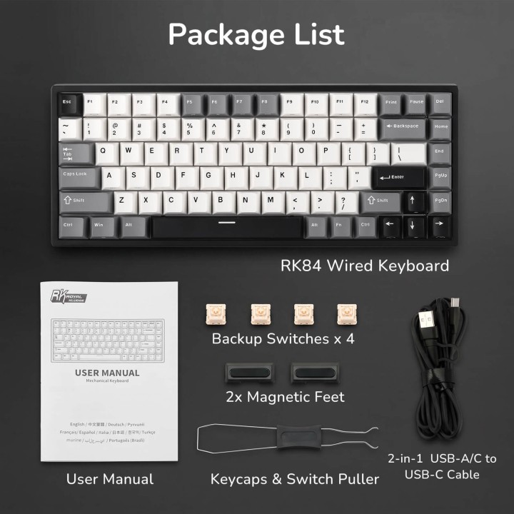 Royal Kludge RK84 – Clavier mécanique gaming 75 % RGB, édition limitée