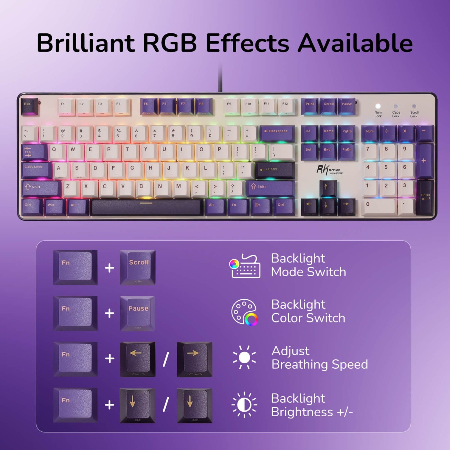 Royal Kludge RK920 – Clavier mécanique full size filaire, édition Color-Block