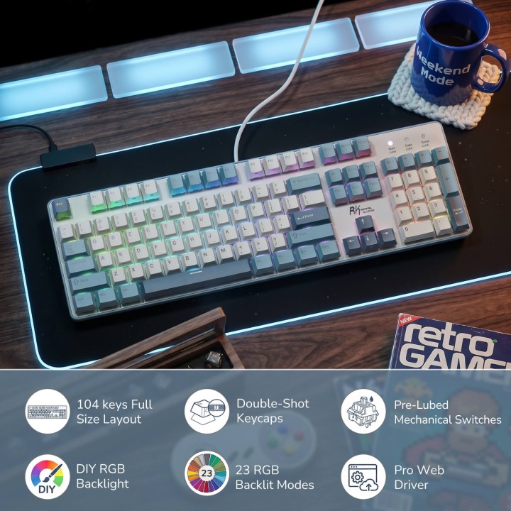 Royal Kludge RK920 – Clavier mécanique full size filaire, édition Color-Block