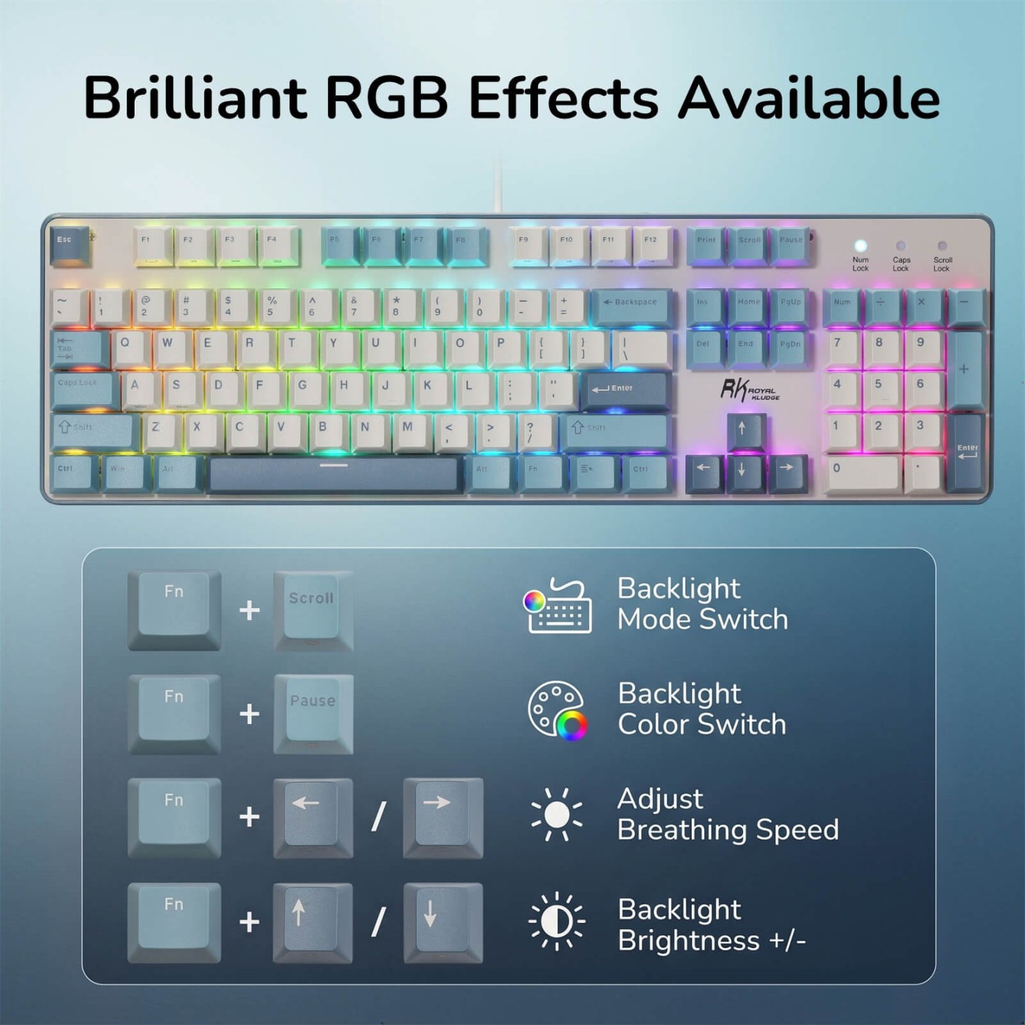 Royal Kludge RK920 – Clavier mécanique full size filaire, édition Color-Block