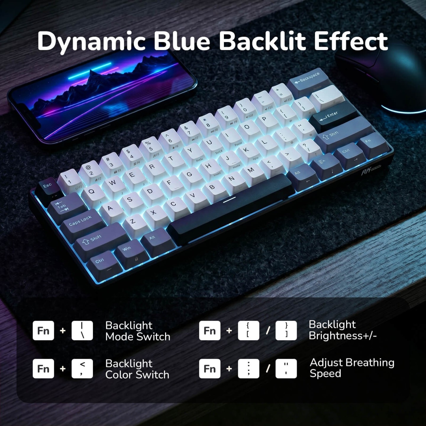 Royal Kludge RK61 – clavier mécanique sans fil 60 % (édition Color-Block)