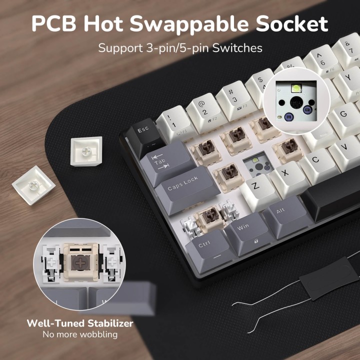 Royal Kludge RK61 – clavier mécanique sans fil 60 % (édition Color-Block)