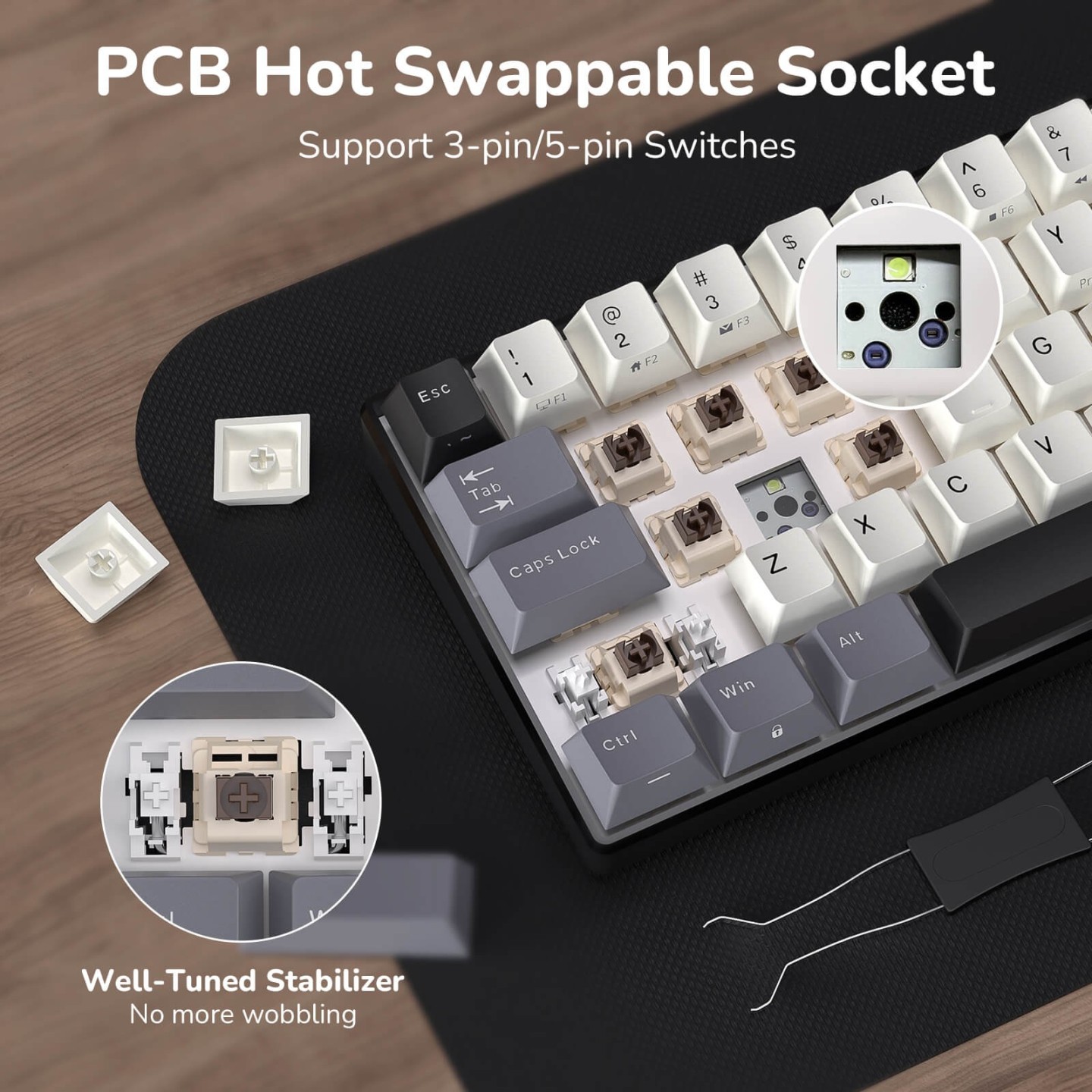 Royal Kludge RK61 – clavier mécanique sans fil 60 % (édition Color-Block)