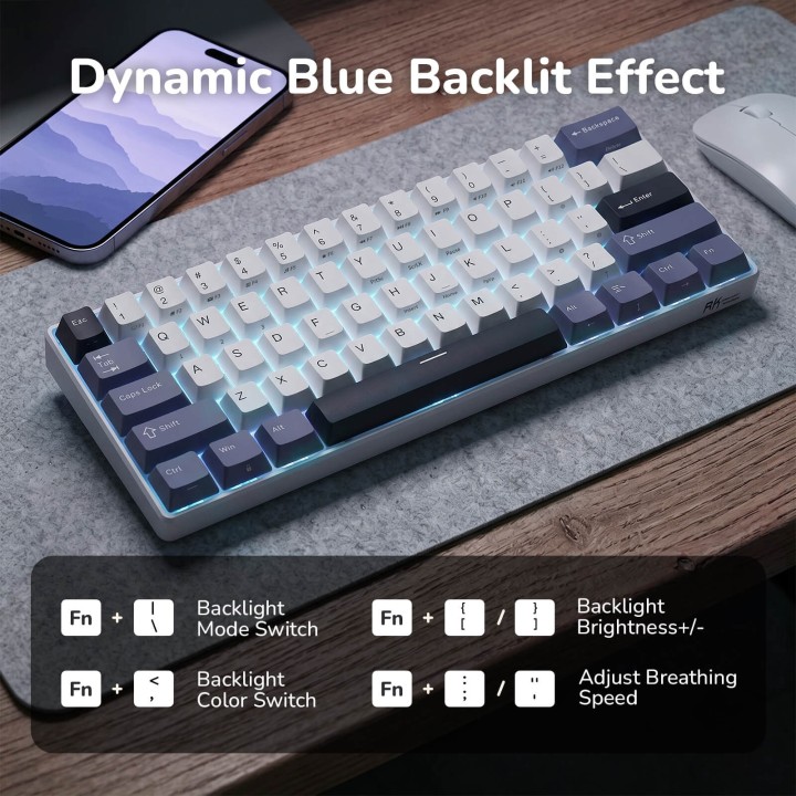 Royal Kludge RK61 – clavier mécanique sans fil 60 % (édition Color-Block)