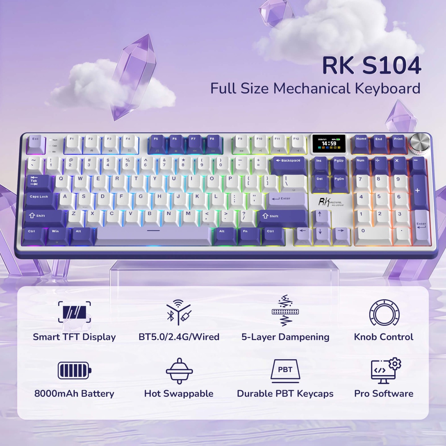 Royal Kludge S104 – clavier mécanique sans fil full size (104 touches)