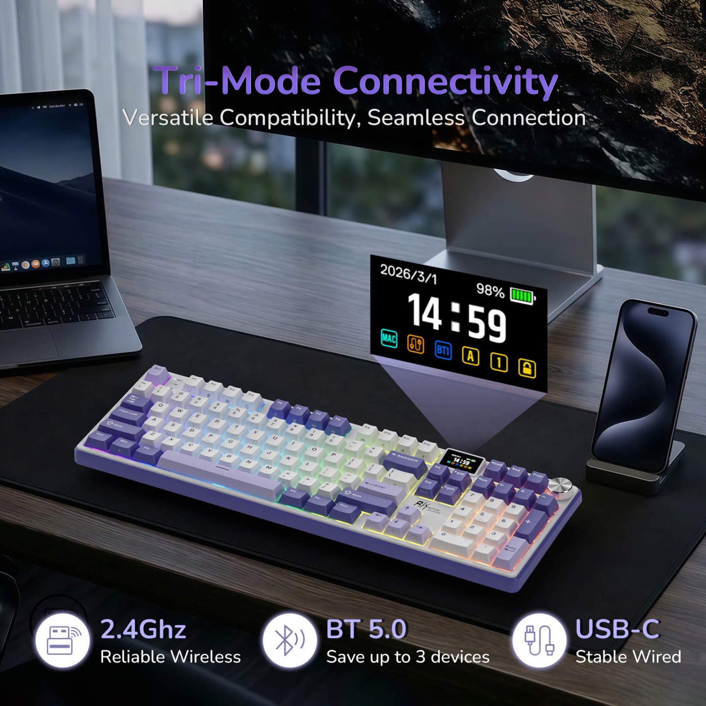 Royal Kludge S104 – clavier mécanique sans fil full size (104 touches)
