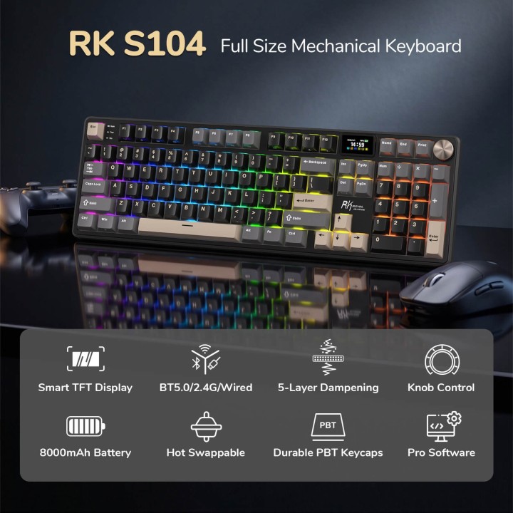 Royal Kludge S104 – clavier mécanique sans fil full size (104 touches)