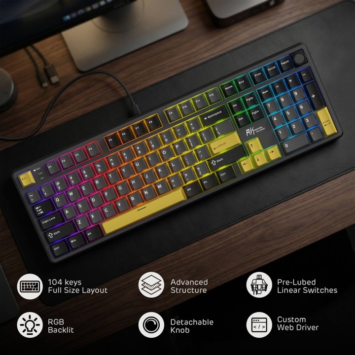Royal Kludge X104 – Clavier mécanique gaming filaire full size (104 touches)