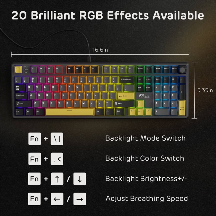 Royal Kludge X104 – Clavier mécanique gaming filaire full size (104 touches)