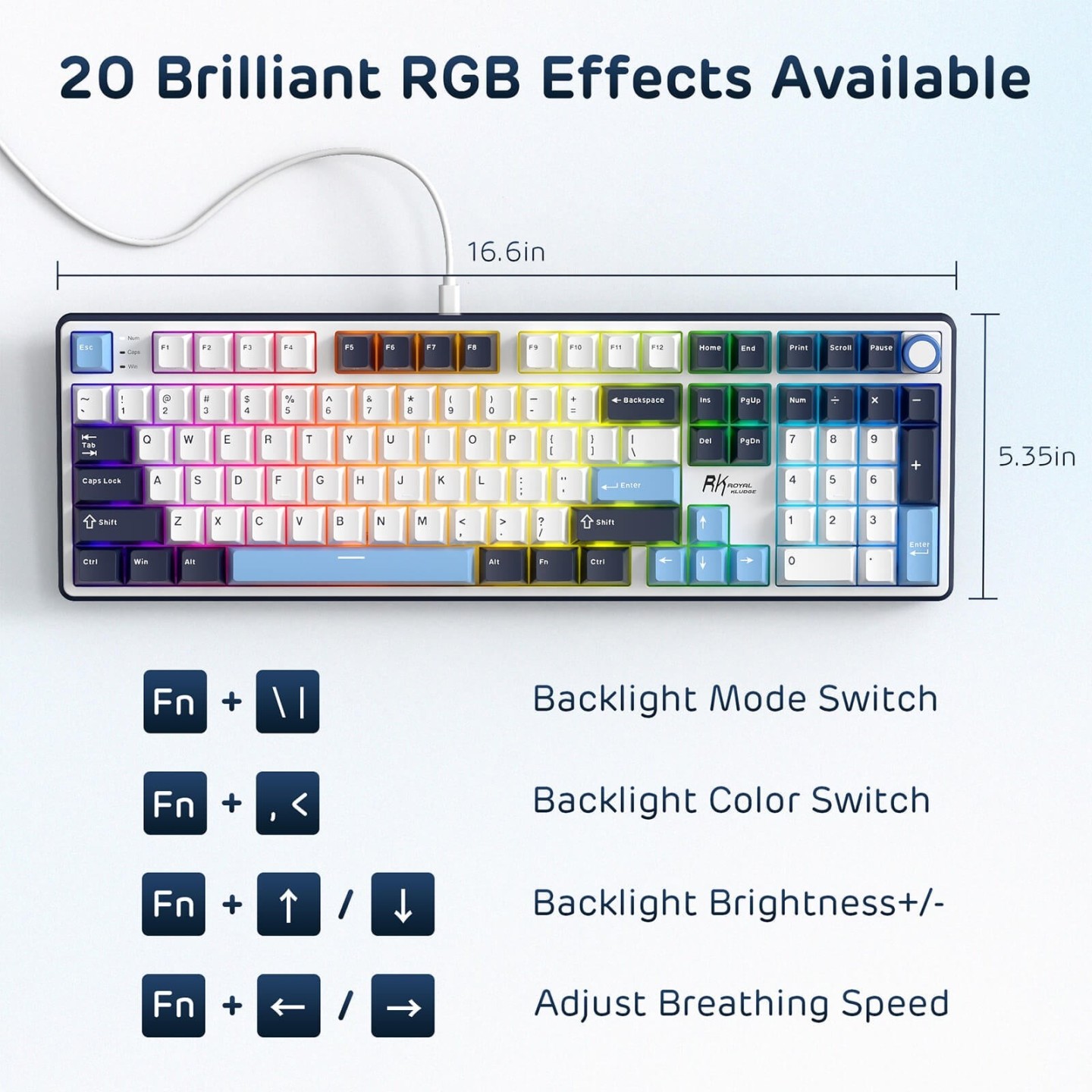 Royal Kludge X104 – Clavier mécanique gaming filaire full size (104 touches)