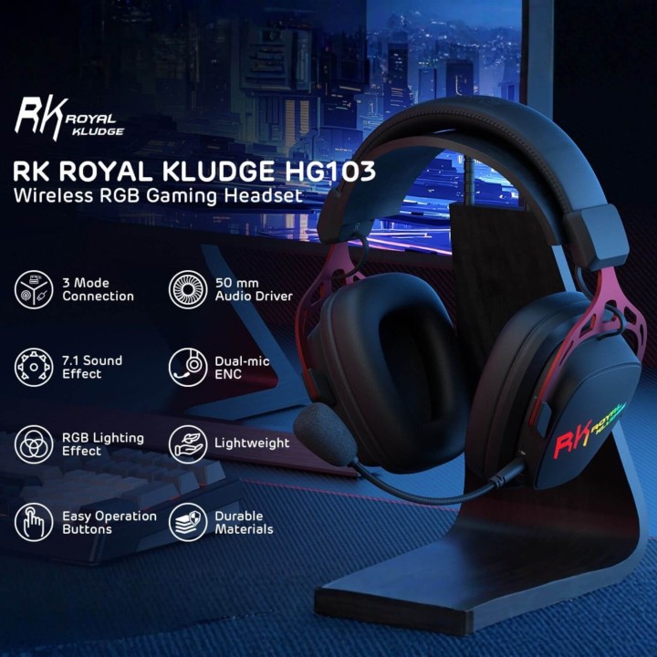 Royal Kludge HG103 – Casque gaming sans fil RGB