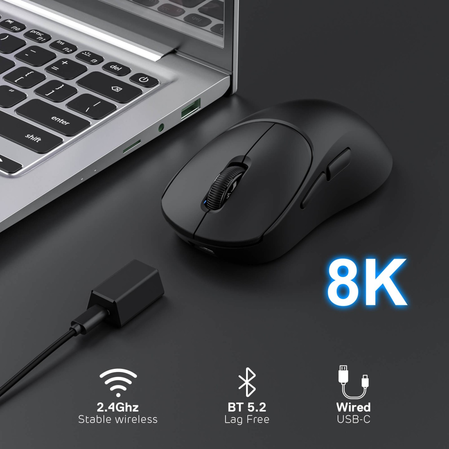 Royal Kludge MG5 – Souris gaming sans fil tri-mode, capteur PAW3950