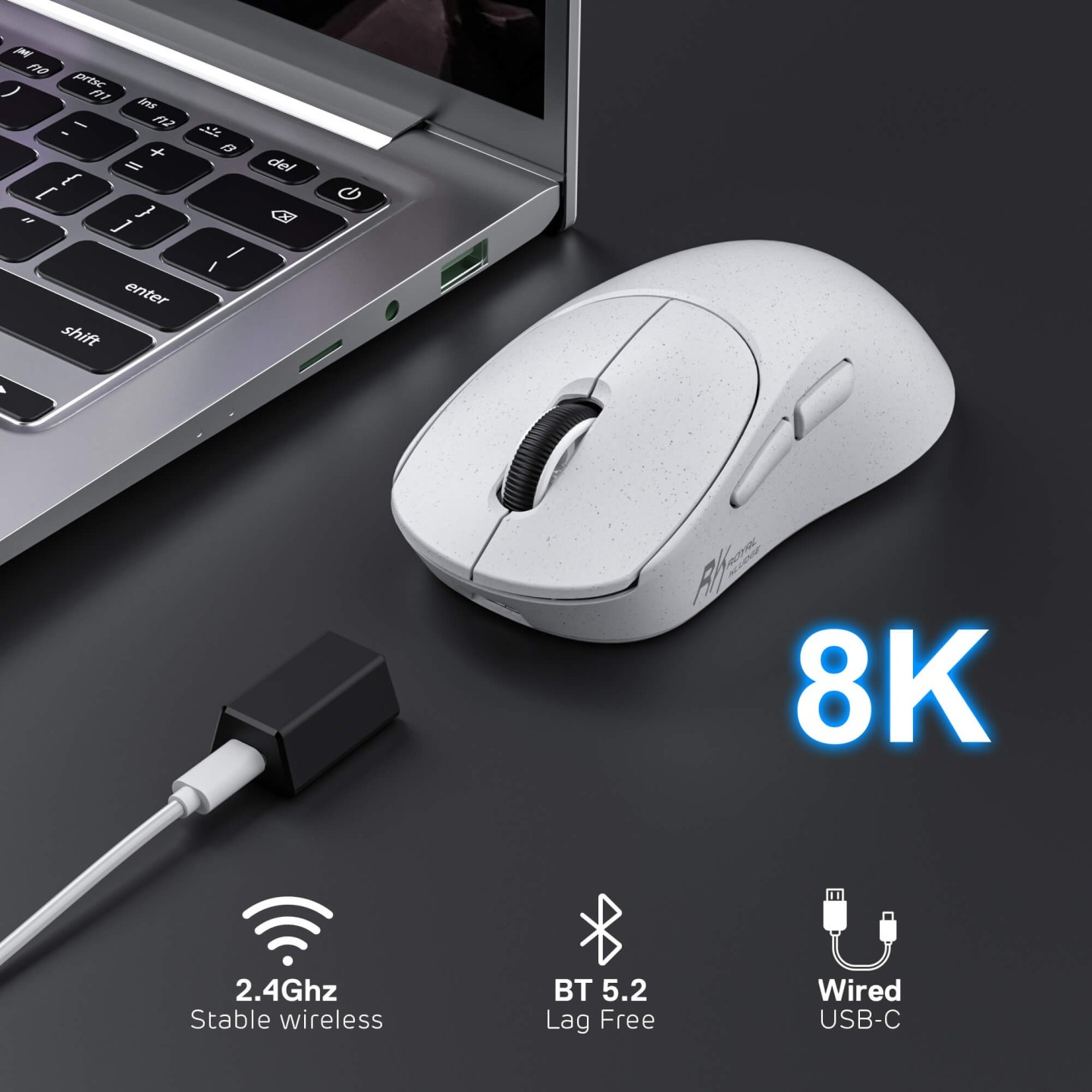 Royal Kludge MG5 – Souris gaming sans fil tri-mode, capteur PAW3950