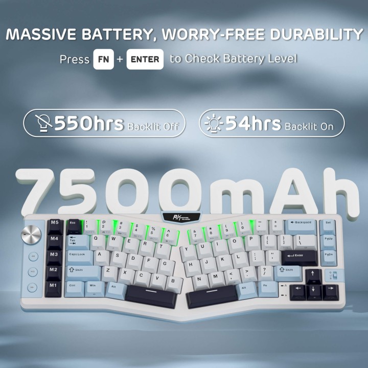 Royal Kludge A72 – Clavier mécanique ergonomique Alice 68 % tri-mode