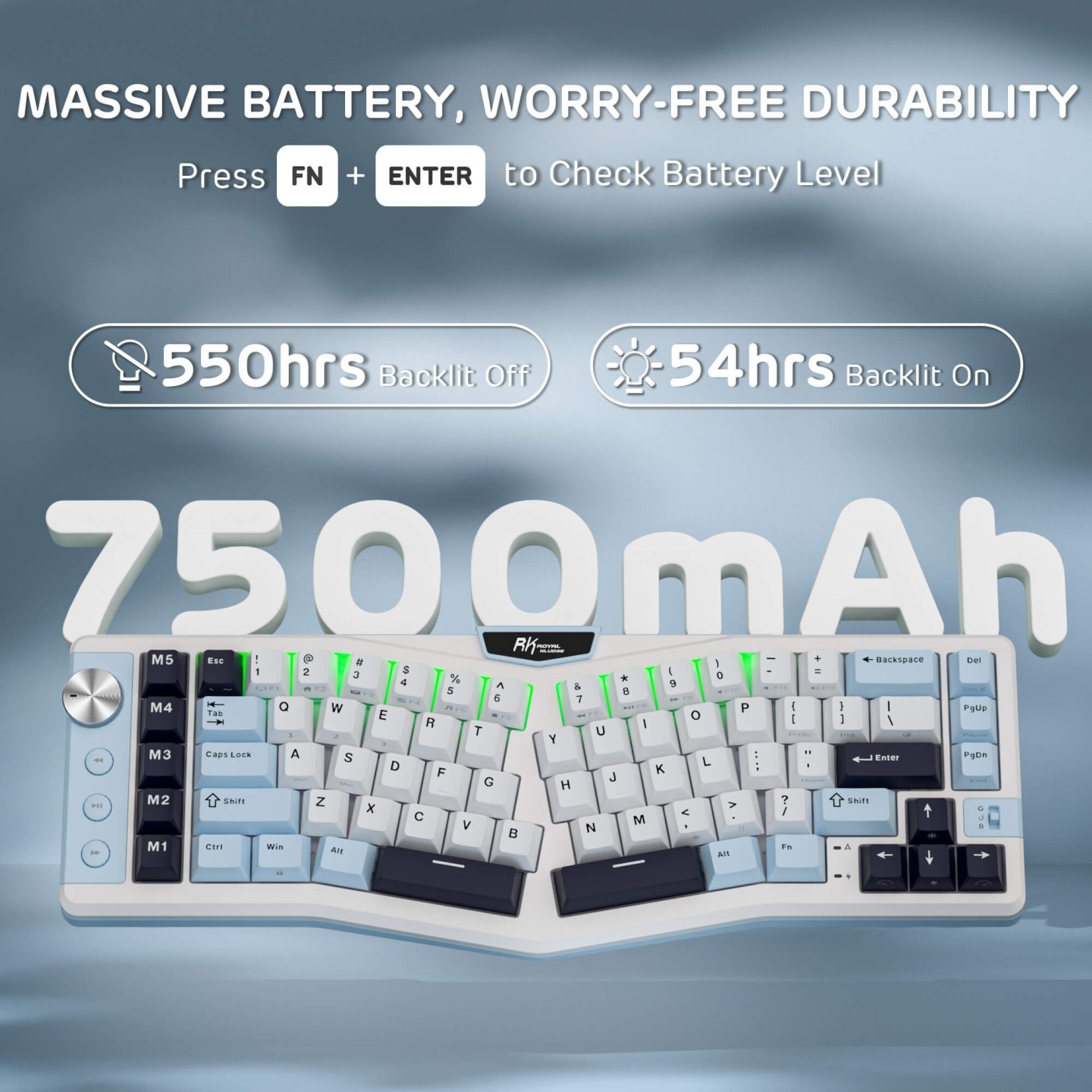 Royal Kludge A72 – Clavier mécanique ergonomique Alice 68 % tri-mode