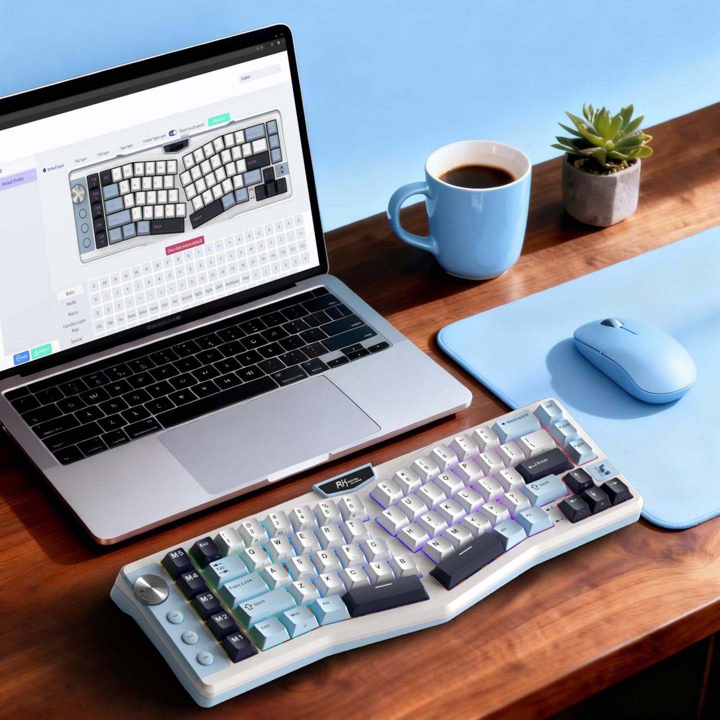 Royal Kludge A72 – Clavier mécanique ergonomique Alice 68 % tri-mode