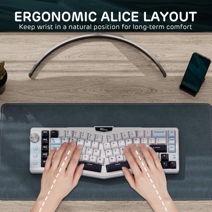 Royal Kludge A72 – Clavier mécanique ergonomique Alice 68 % tri-mode