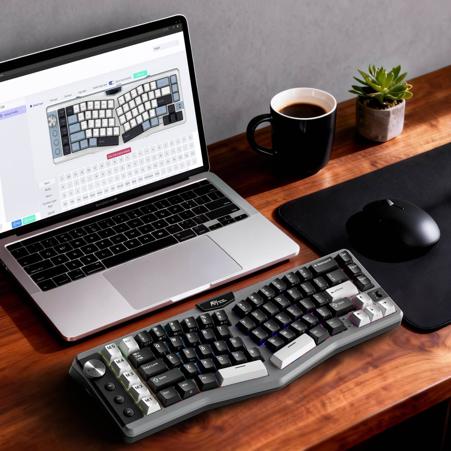 Royal Kludge A72 – Clavier mécanique ergonomique Alice 68 % tri-mode