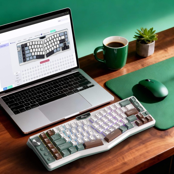 Royal Kludge A72 – Clavier mécanique ergonomique Alice 68 % tri-mode