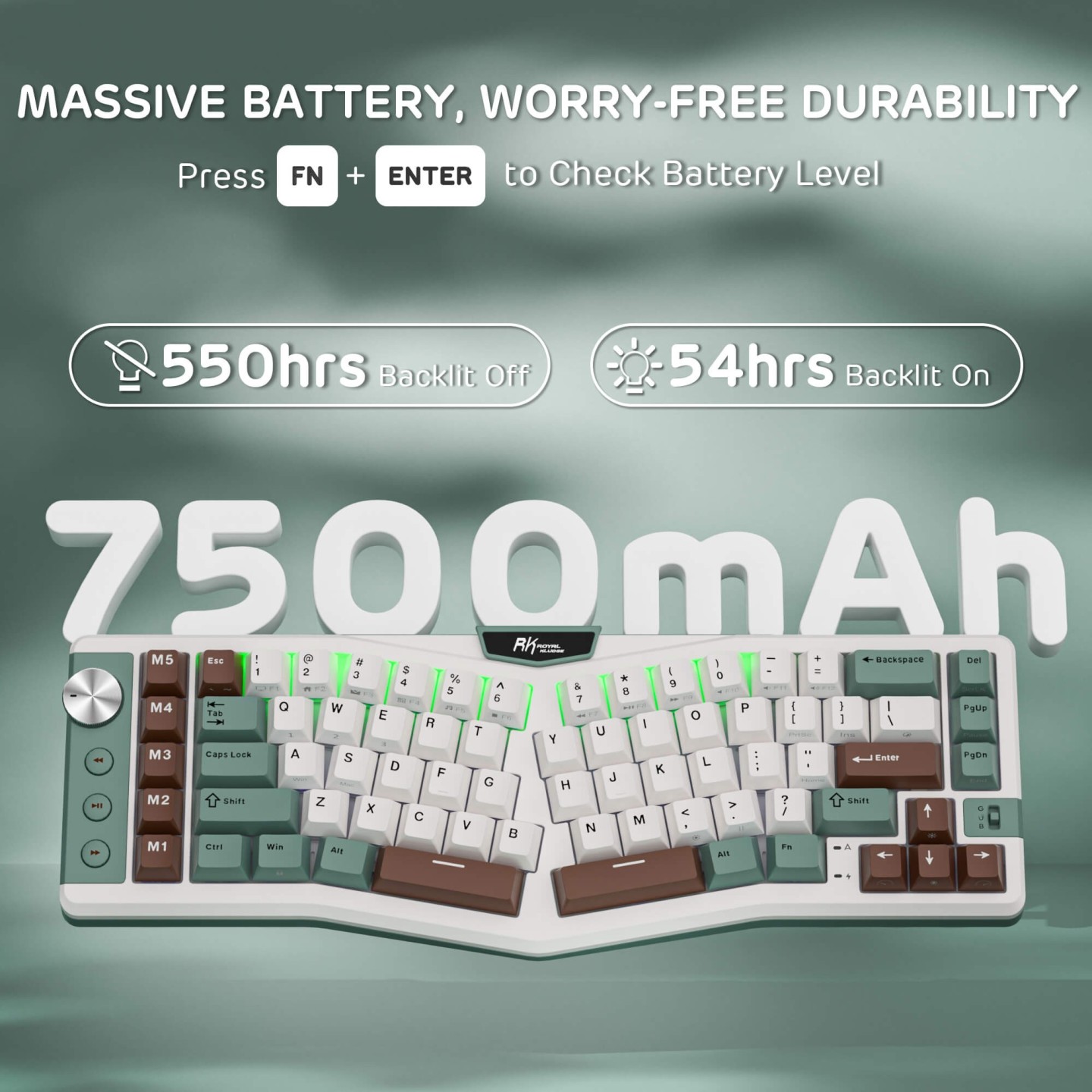 Royal Kludge A72 – Clavier mécanique ergonomique Alice 68 % tri-mode