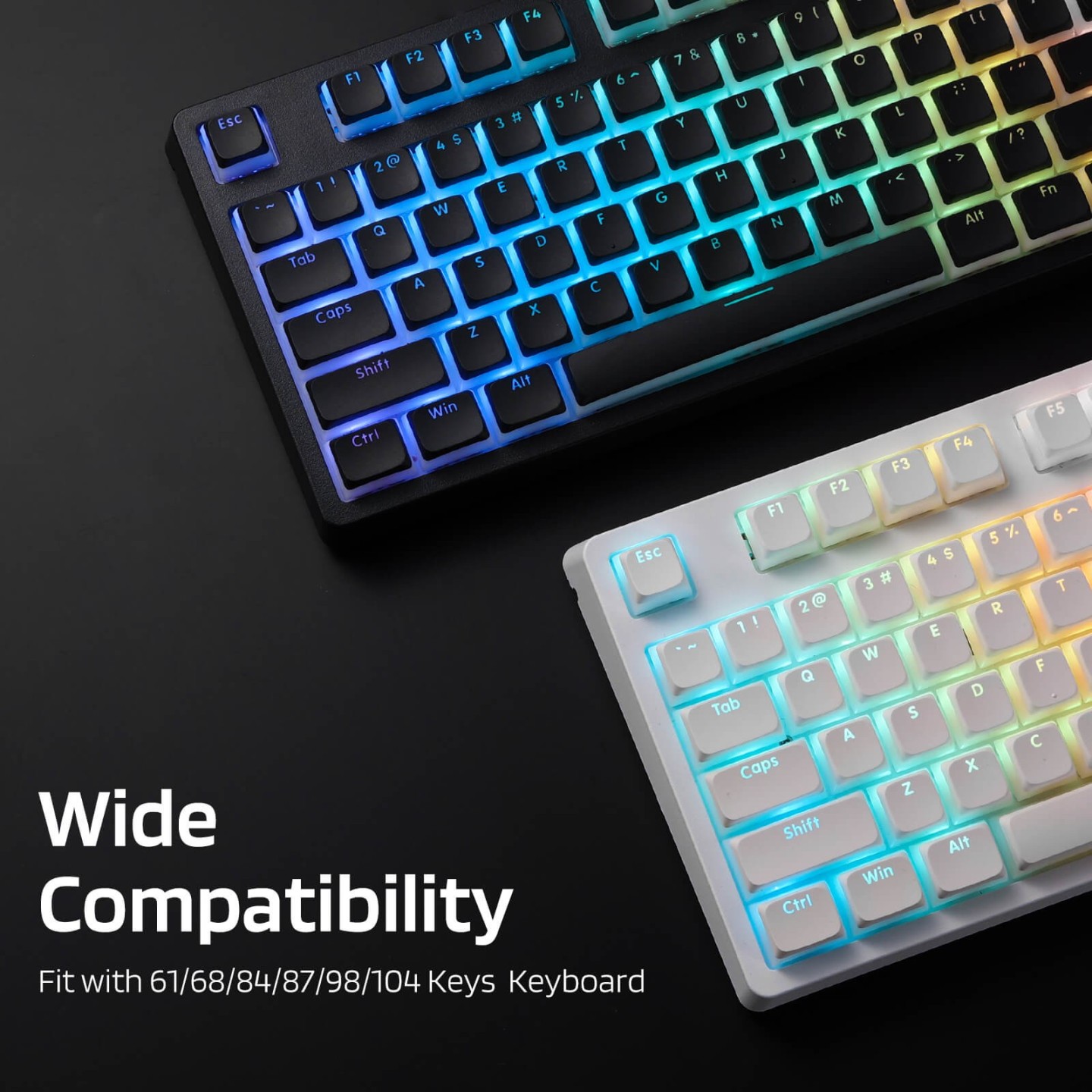 Royal Kludge x LTC – Set de 117 keycaps Pudding PBT double shot, profil XDA