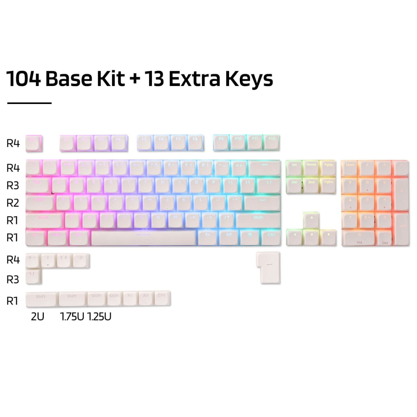 Royal Kludge x LTC – Set de 117 keycaps Pudding PBT double shot, profil XDA