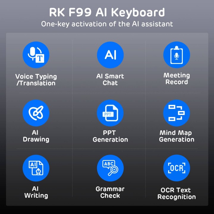Royal Kludge F99 AI – Clavier mécanique filaire 96 % avec fonctions IA