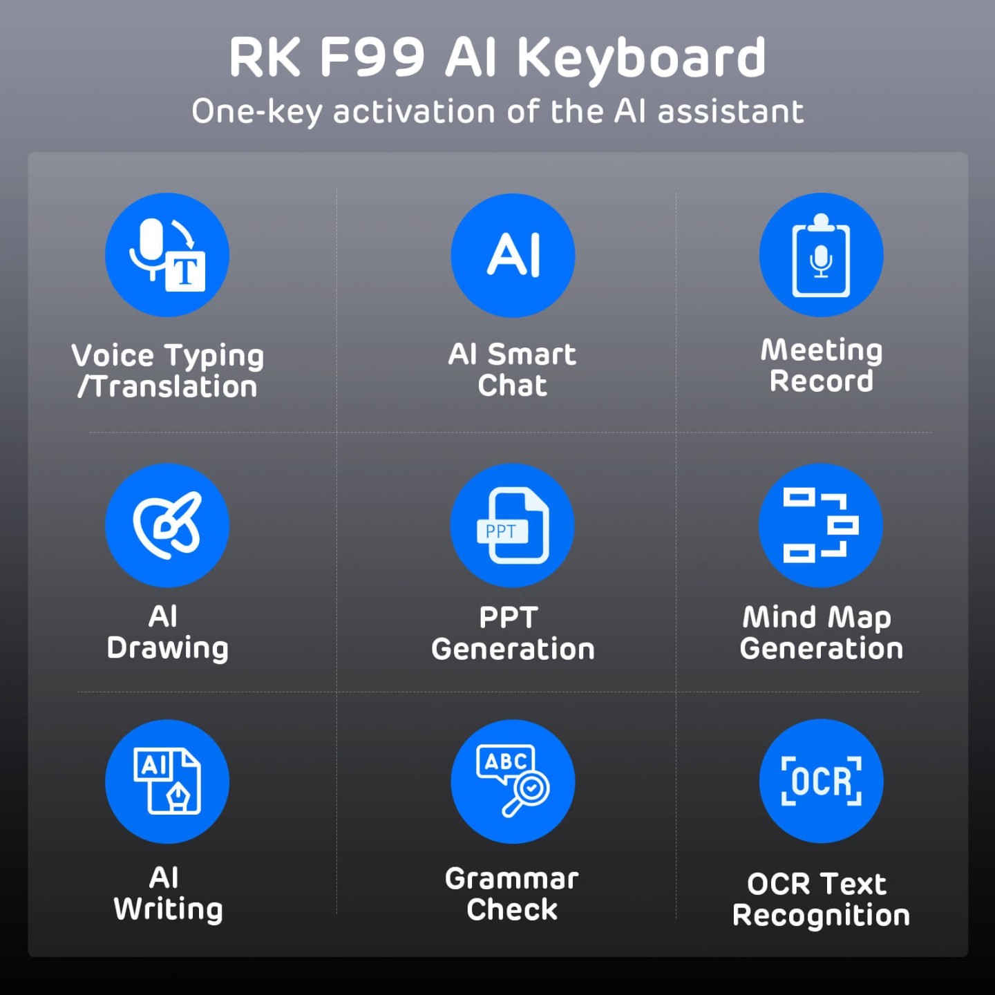 Royal Kludge F99 AI – Clavier mécanique filaire 96 % avec fonctions IA