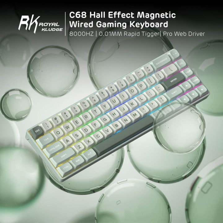 Royal Kludge C68 – clavier gaming 65 % à switches magnétiques effet Hall