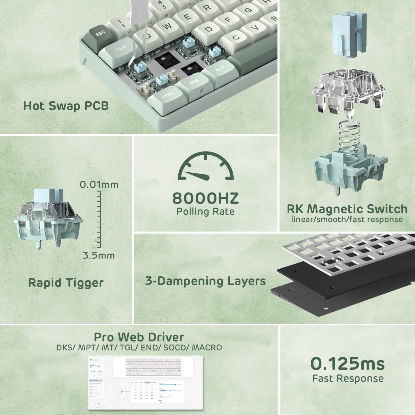 Royal Kludge C68 – clavier gaming 65 % à switches magnétiques effet Hall