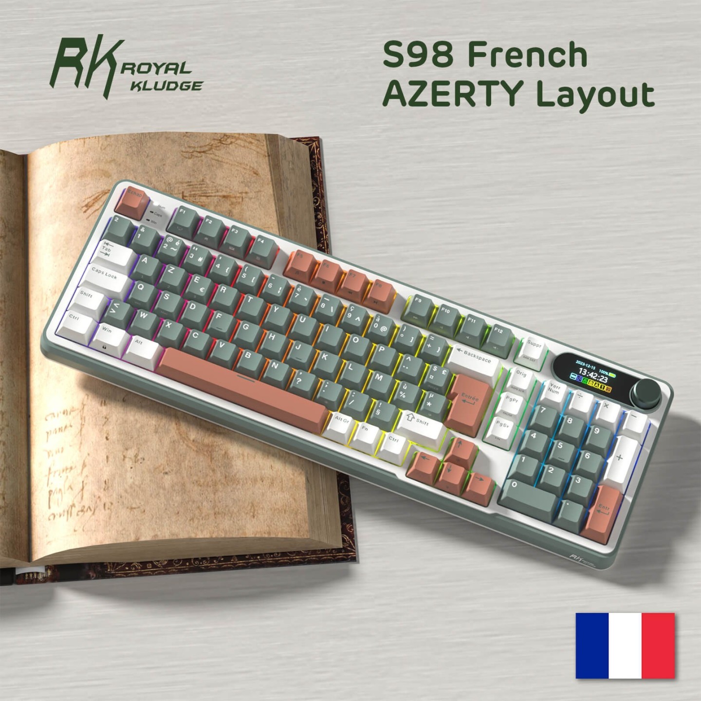 Royal Kludge S98-FR – Clavier mécanique sans fil 96 % AZERTY