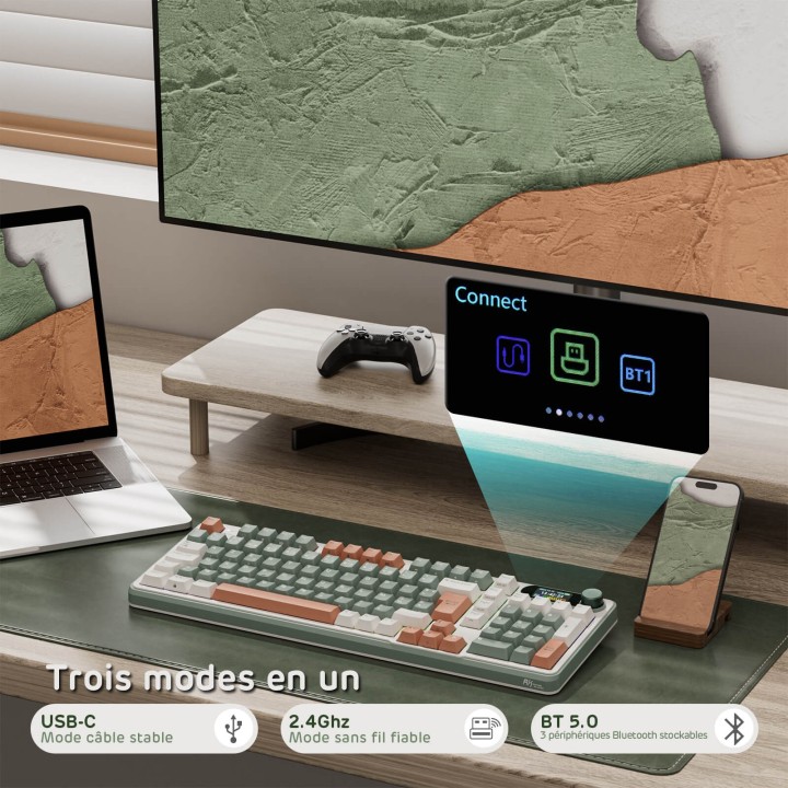 Royal Kludge S98-FR – Clavier mécanique sans fil 96 % AZERTY
