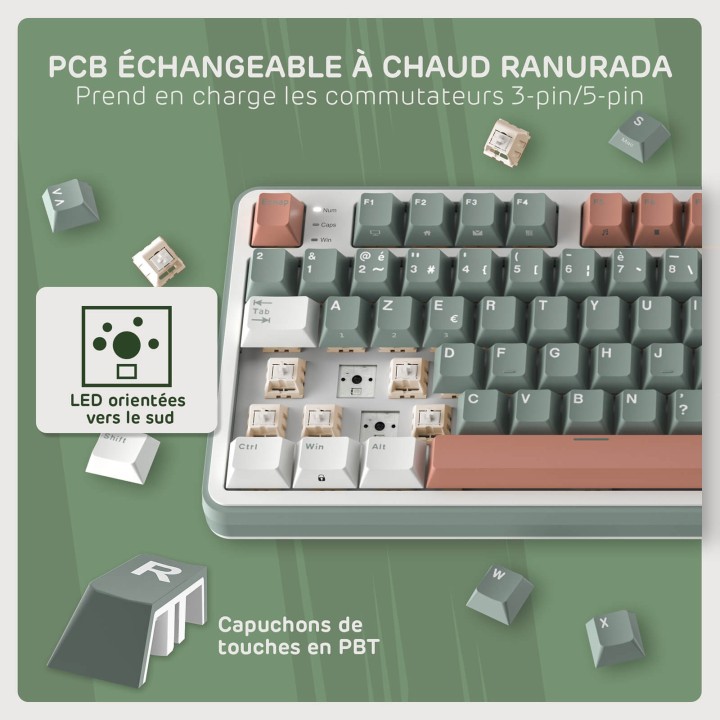 Royal Kludge S98-FR – Clavier mécanique sans fil 96 % AZERTY