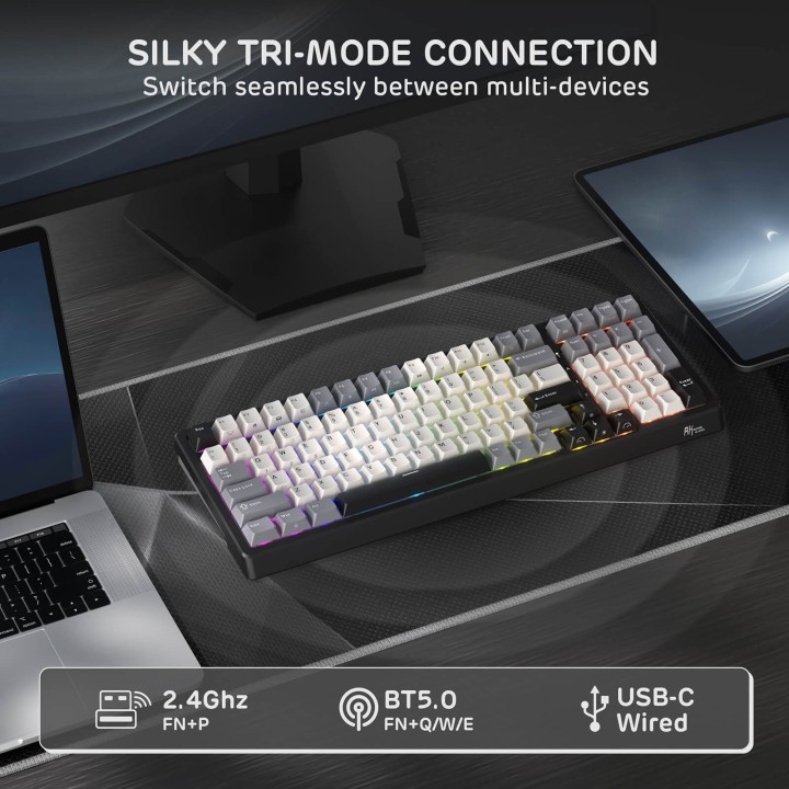 Royal Kludge F99 – Clavier mécanique sans fil 96 % tri-mode