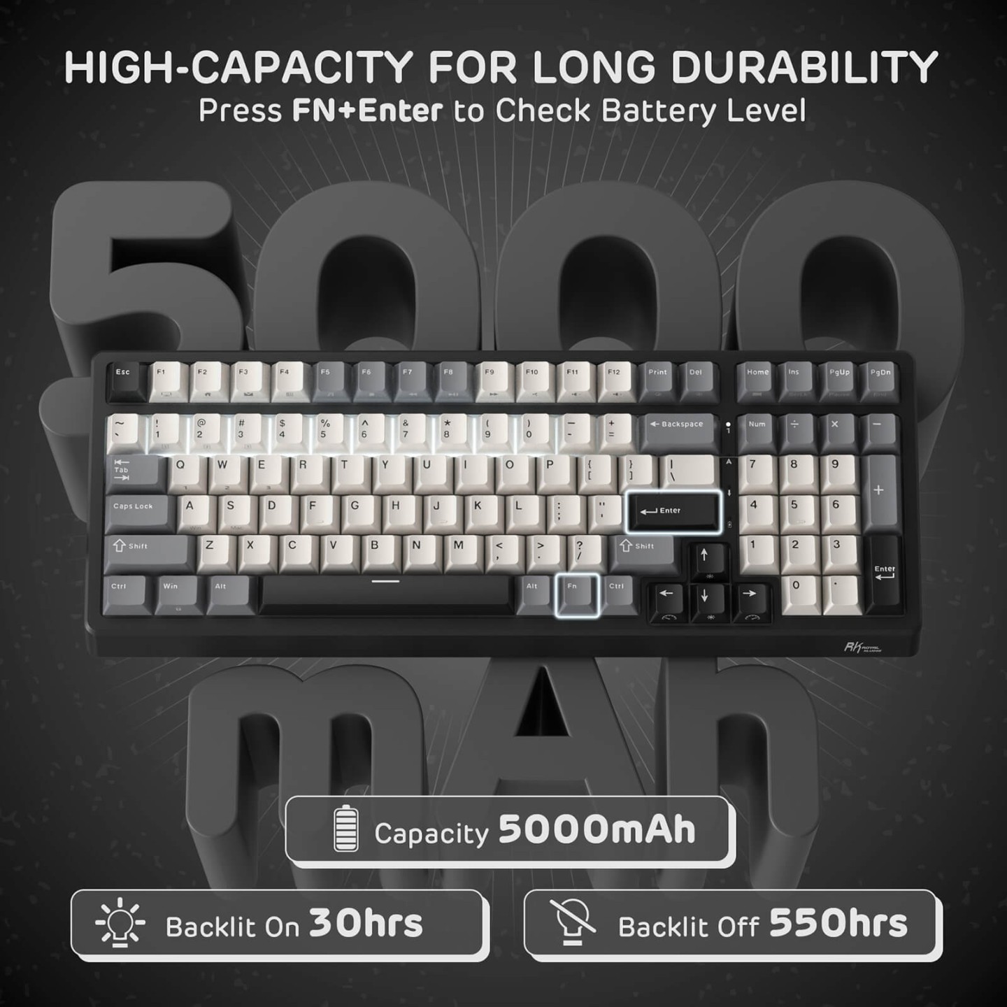 Royal Kludge F99 – Clavier mécanique sans fil 96 % tri-mode