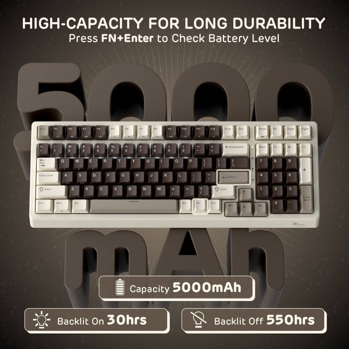 Royal Kludge F99 – Clavier mécanique sans fil 96 % tri-mode