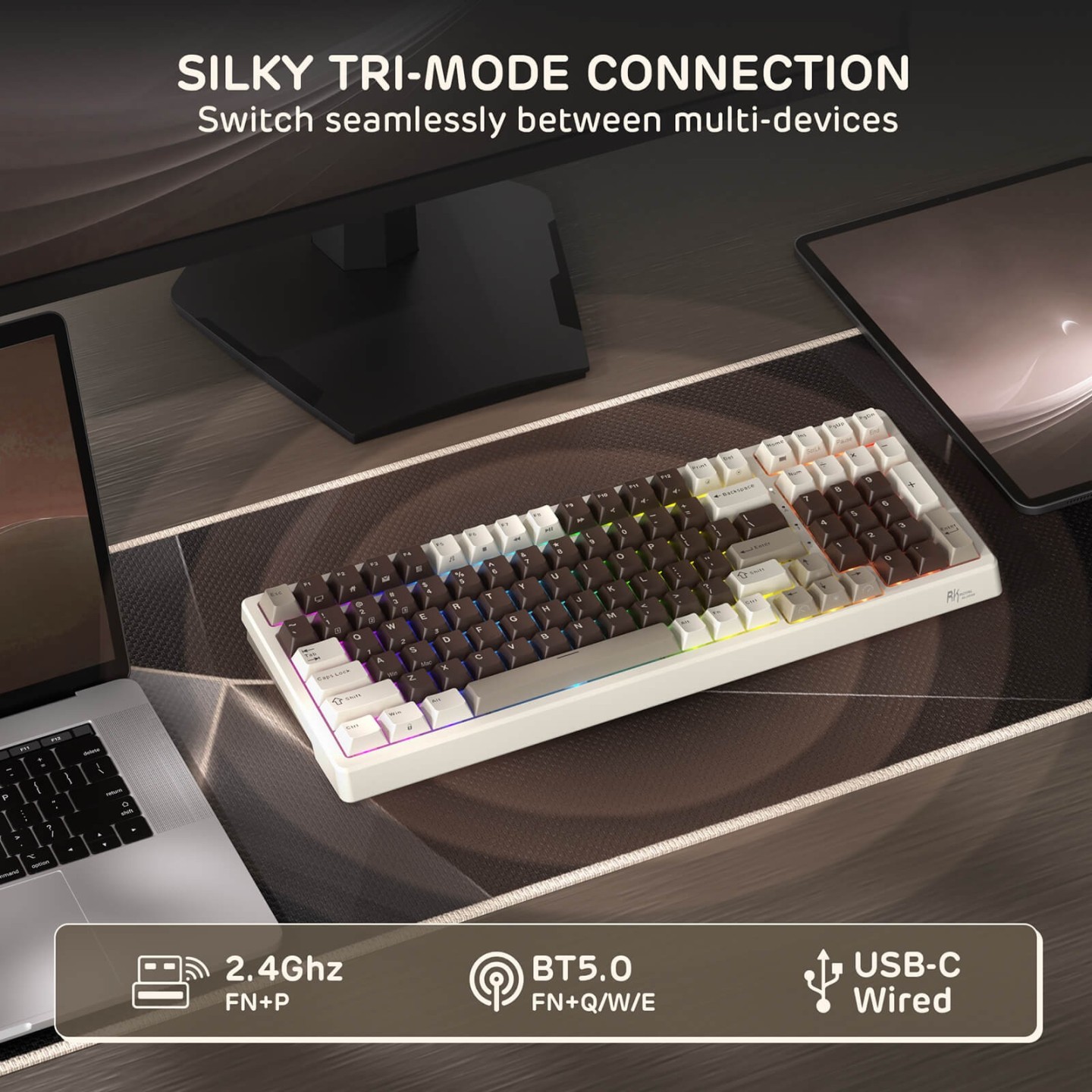 Royal Kludge F99 – Clavier mécanique sans fil 96 % tri-mode