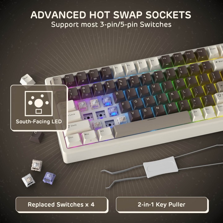Royal Kludge F99 – Clavier mécanique sans fil 96 % tri-mode